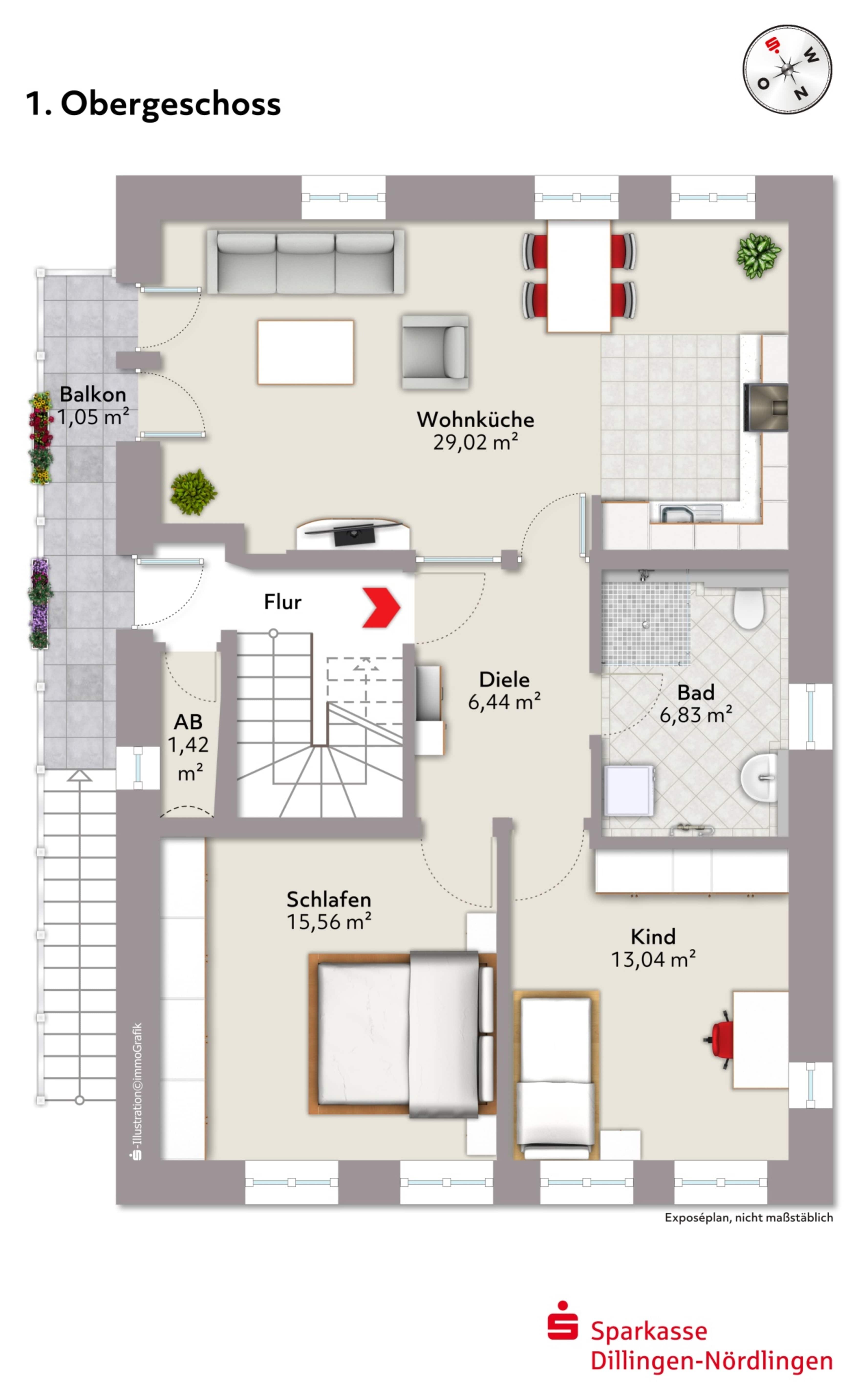 Wohnung zum Kauf provisionsfrei 465.000 € 3 Zimmer 72 m²<br/>Wohnfläche 1.<br/>Geschoss Nördlingen Nördlingen 86720