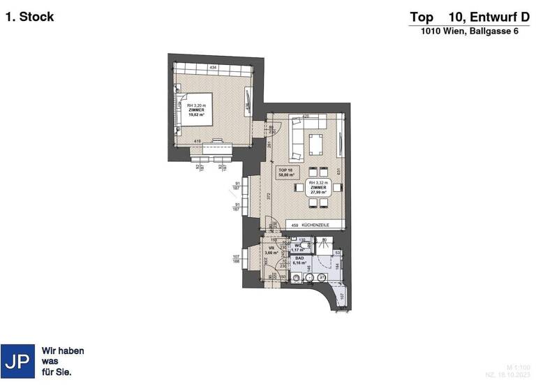 Wohnung zur Miete 1.557 € 2 Zimmer 58 m² 1. Geschoss Ballgasse 6 Wien 1010