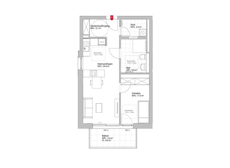 Wohnung zum Kauf provisionsfrei 229.900 € 2,5 Zimmer 53,3 m² Schlossplatz 7 Immendingen 78194