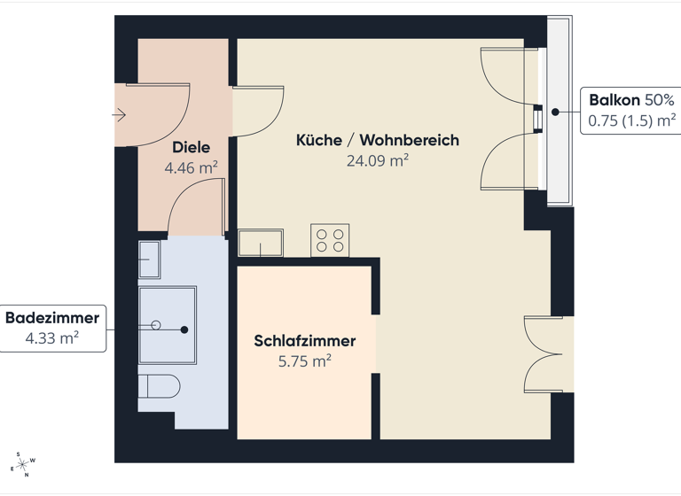 Wohnung zum Kauf 115.000 € 1,5 Zimmer 40 m² 1. Geschoss Trier-West-Pallien Trier 54294