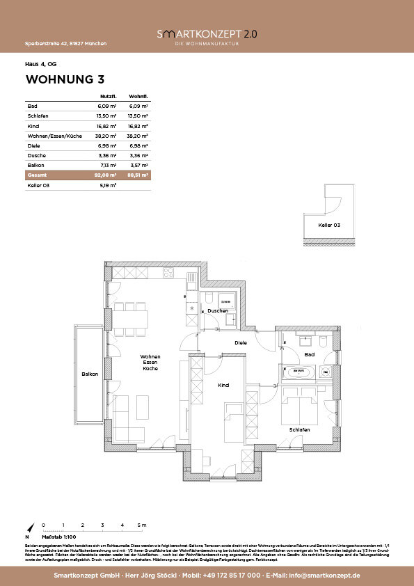 Wohnung zur Miete 2.160 € 3 Zimmer 88 m²<br/>Wohnfläche 1.<br/>Geschoss ab sofort<br/>Verfügbarkeit Sperberstraße 42 Waldtrudering München 81827