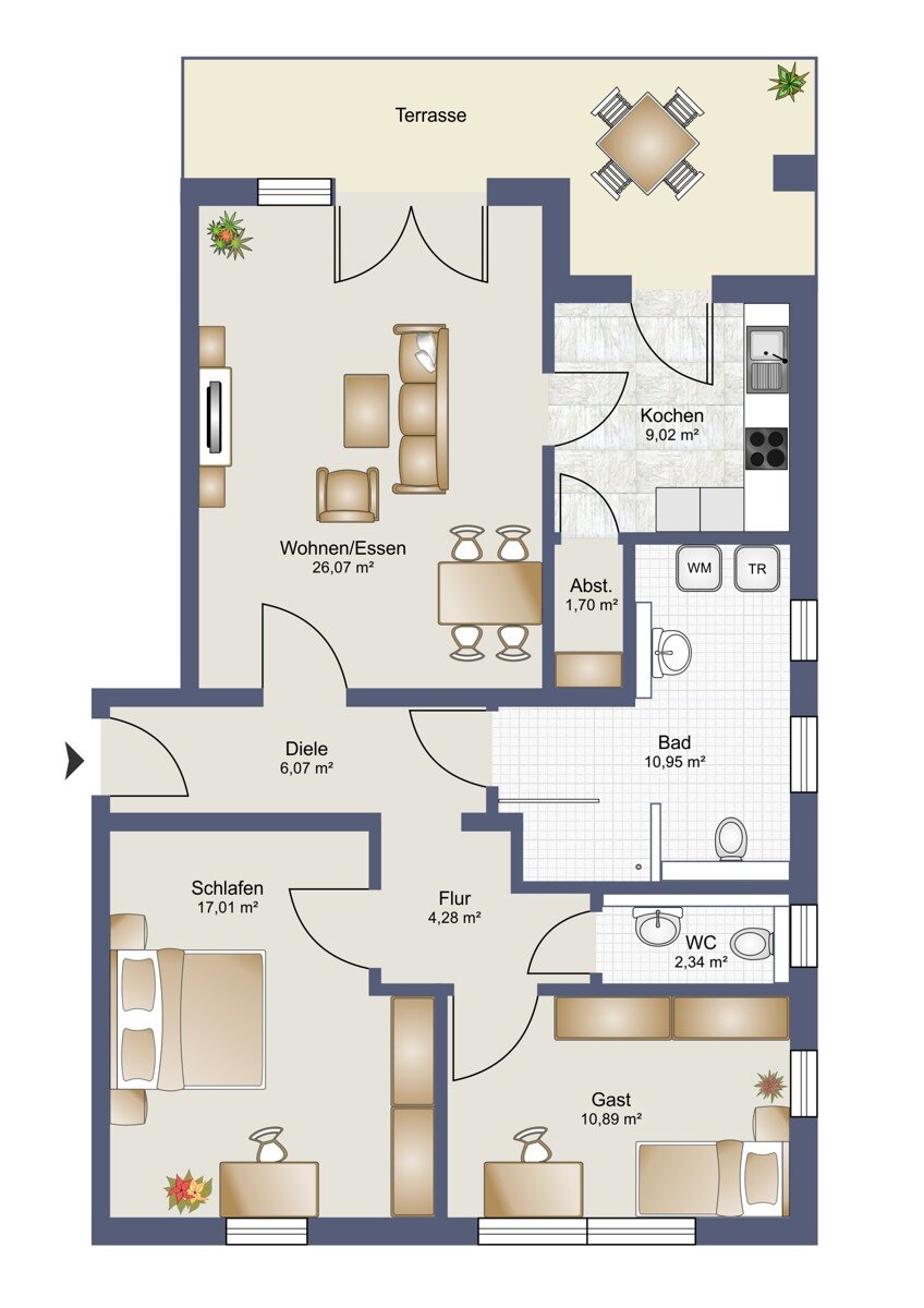 Wohnung zur Miete 1.030 € 3 Zimmer 93,2 m²<br/>Wohnfläche Wengerohr Wittlich - St. Paul 54516