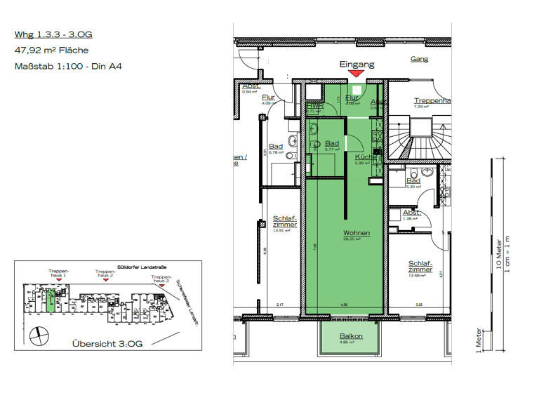 Studio zur Miete 1.105 € 1 Zimmer 48 m² 3. Geschoss frei ab 01.05.2026 Sülldorfer Landstraße 3 Iserbrook Hamburg 22589