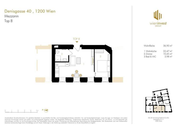 Wohnung zum Kauf - Erstbezug 249.000 € 2 Zimmer 37 m² 1. Geschoss Denisgasse Wien 1200