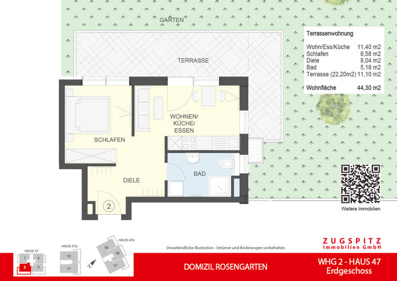 Terrassenwohnung zum Kauf 492.500 € 2 Zimmer 44,3 m² EG Garmisch Garmisch-Partenkirchen 82467