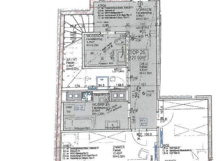 Wohnung zur Miete 1.854 € 4 Zimmer 120,5 m² Wien 1050