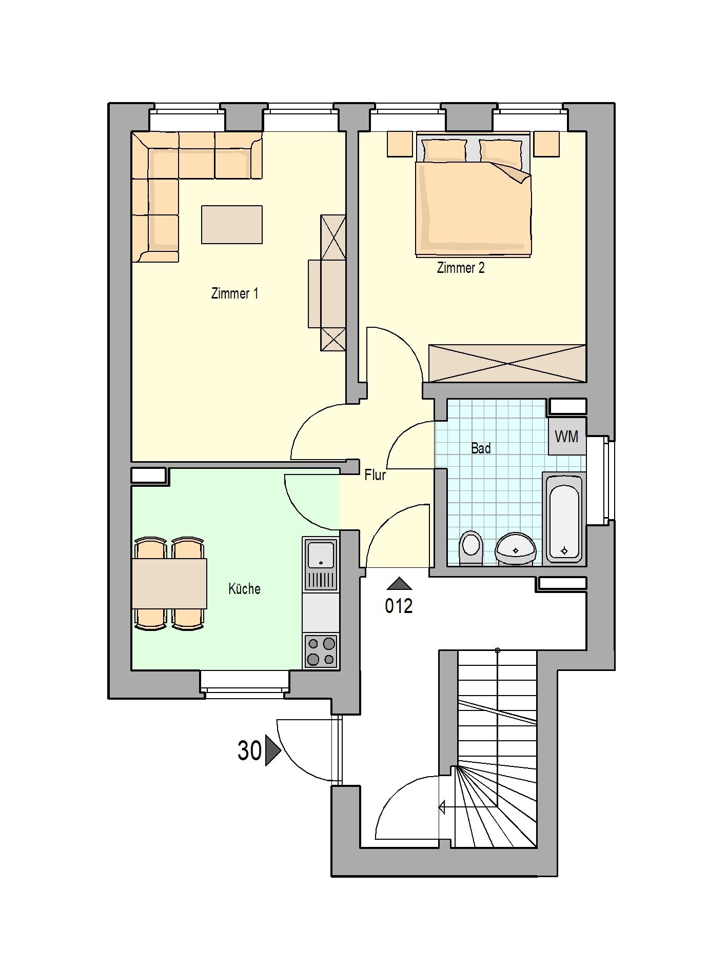 Wohnung zur Miete 275 € 2 Zimmer 48 m²<br/>Wohnfläche EG<br/>Geschoss ab sofort<br/>Verfügbarkeit Breite Straße 30 Oschatz Oschatz 04758