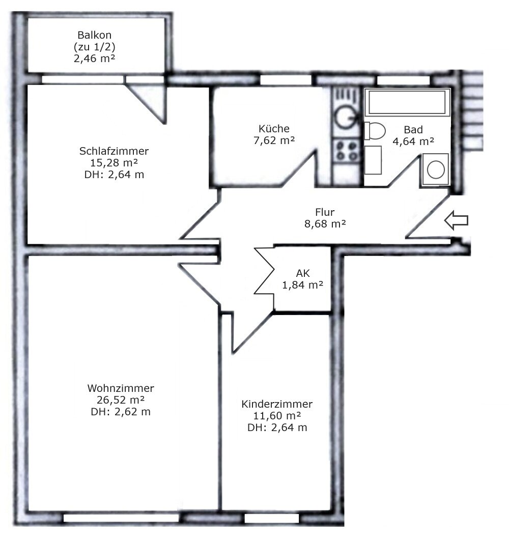 Wohnung zum Kauf 365.000 € 3 Zimmer 78,6 m²<br/>Wohnfläche 3.<br/>Geschoss Moabit Berlin 10557