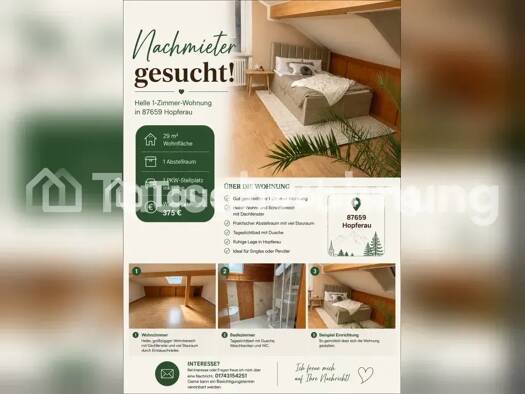 Wohnung zur Miete Tauschwohnung 300 € 1 Zimmer 29 m² Hopferau 87659