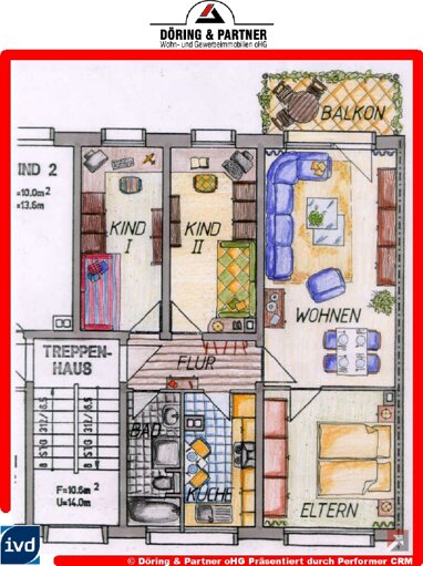 Wohnung zur Miete 350 € 4 Zimmer 70 m² Straße des Bergmanns Gerhart-Hauptmann-Straße / Dehmelstraße Gera 07546