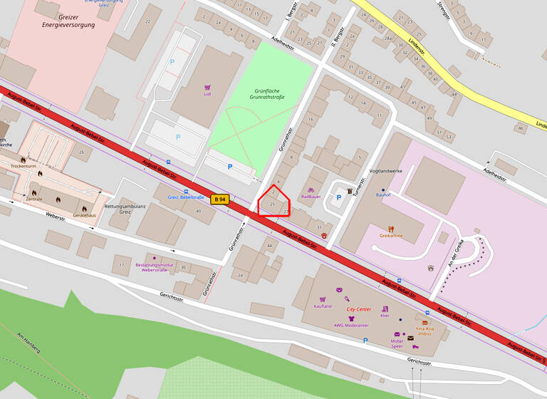 Wohnung zur Miete 280 € 2 Zimmer 48,6 m² EG August-Bebel-Straße 25 Greiz 07973