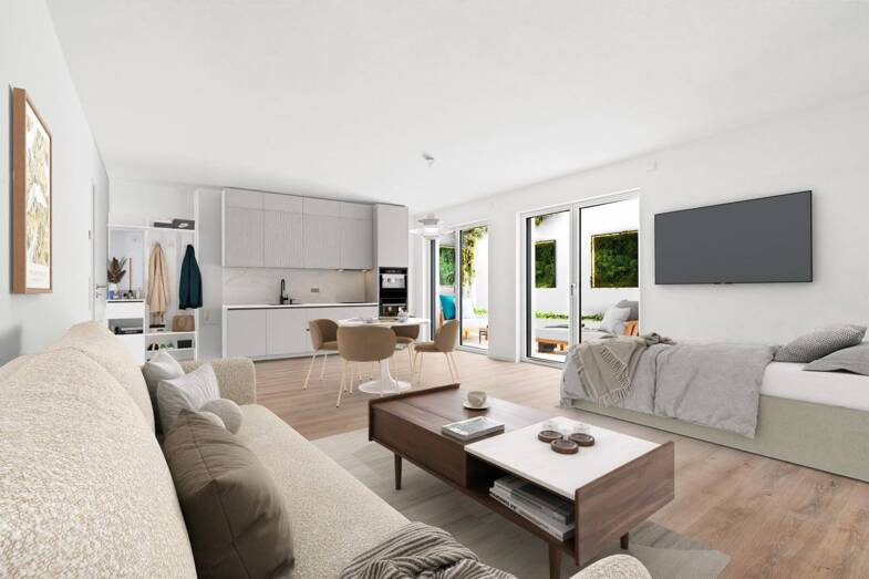Wohnung zum Kauf - Neubau provisionsfrei 152.900 € 1,5 Zimmer 44,8 m² Souterrain, 1. Geschoss Ehingen Ehingen (Donau) 89584