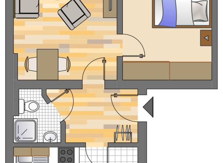 Wohnung zur Miete nur mit Wohnberechtigungsschein 203 € 2 Zimmer 45,4 m² EG Huckarder Straße 5 Mitte Dortmund 44147