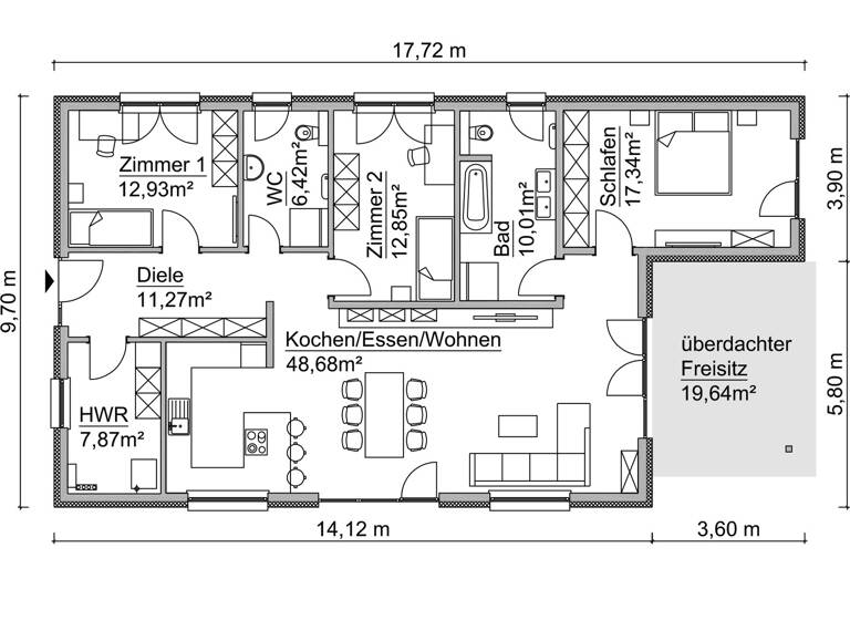 Bungalow zum Kauf 299.900 € 4 Zimmer 147 m² 1.000 m² Grundstück Zossen 15806