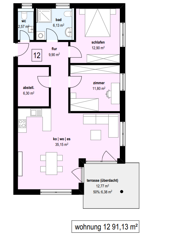 Wohnung zum Kauf provisionsfrei 425.600 € 3,5 Zimmer 91,1 m²<br/>Wohnfläche 1.<br/>Geschoss Raiffeisenstraße 6 Äpfingen Maselheim 88437