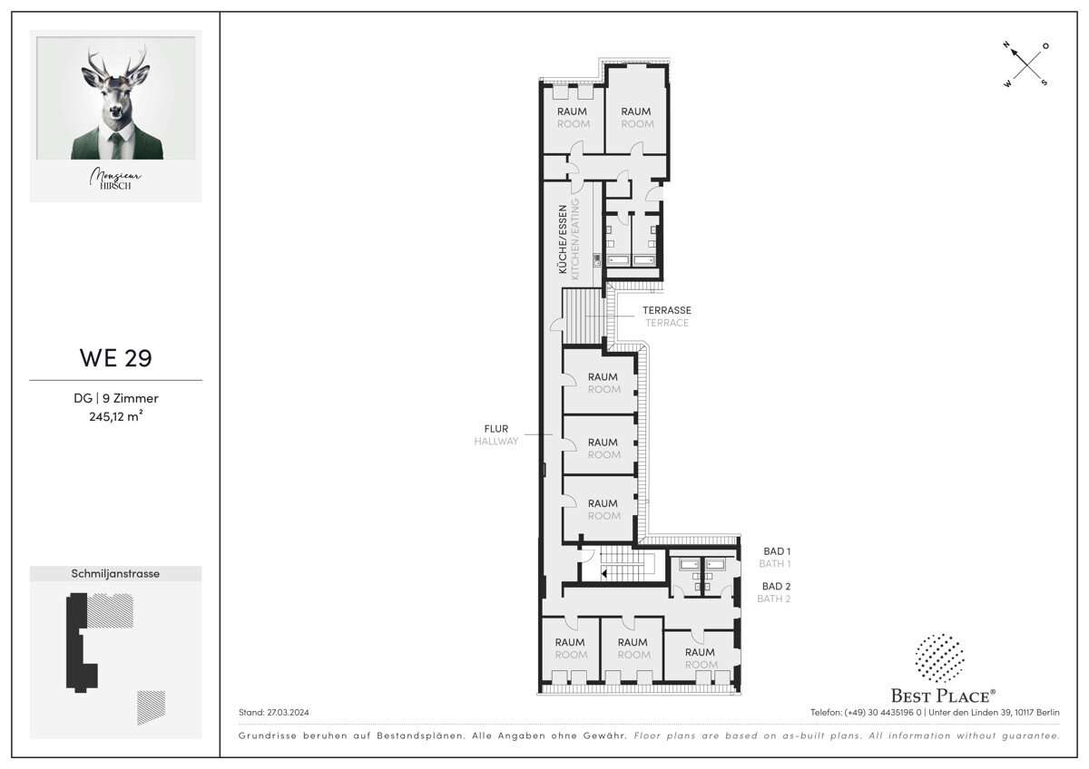 Wohnung zum Kauf 1.471.000 € 9 Zimmer 245,1 m²<br/>Wohnfläche 4.<br/>Geschoss ab sofort<br/>Verfügbarkeit Schmiljanstraße 8 Friedenau Berlin 12161