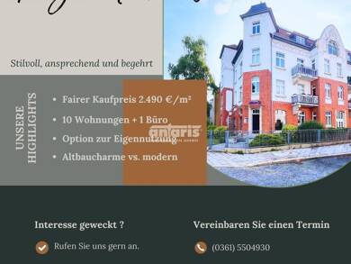 Wohn- und Geschäftshaus zum Kauf als Kapitalanlage geeignet 2.150.000 € 863,6 m² 635 m² Grundstück Löbervorstadt Erfurt 99096