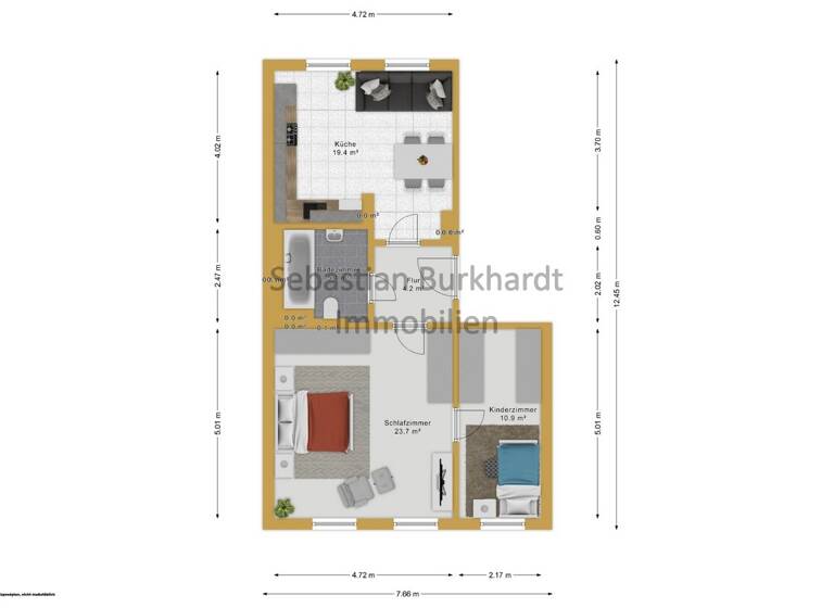 Wohnung zum Kauf 140.000 € 2 Zimmer 50 m² 2. Geschoss Krämpfervorstadt Erfurt / Krämpfervorstadt 99085