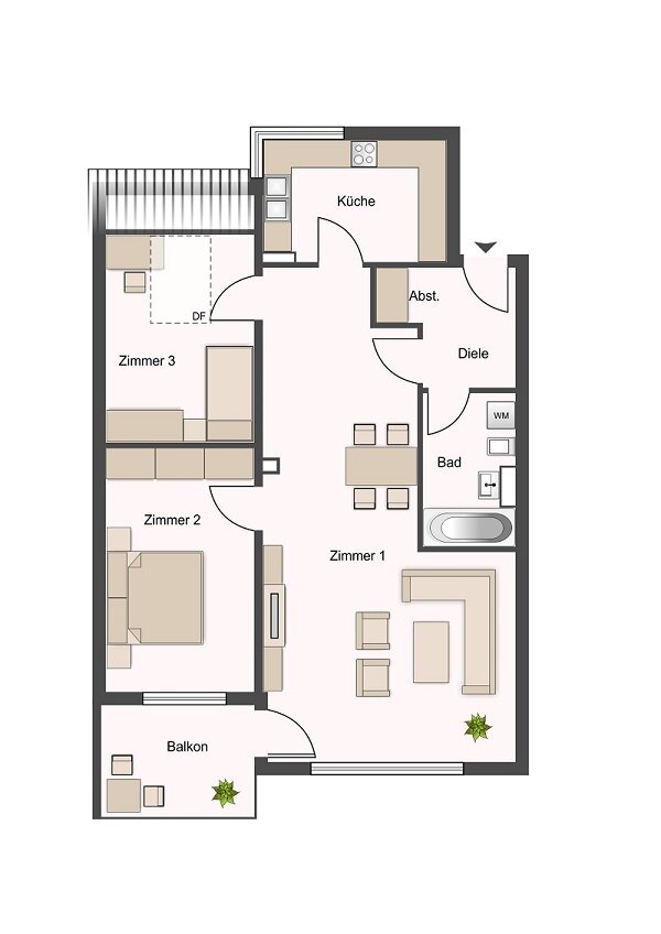 Wohnung zur Miete 680 € 3 Zimmer 79 m²<br/>Wohnfläche 3.<br/>Geschoss Dürerstraße 19 Altenbauna Baunatal 34225