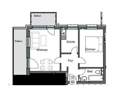 Wohnung zur Miete 920 € 2 Zimmer 49 m² 8. Geschoss Gustav-Schwab-Straße 20 Petershausen Konstanz 78467
