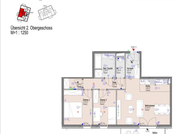 Wohnung zum Kauf - Erstbezug 341.600 € 3 Zimmer 74,9 m² 2. Geschoss Elisabeth Bollenberger - Gasse 10-14 Wiener Neustadt 2700