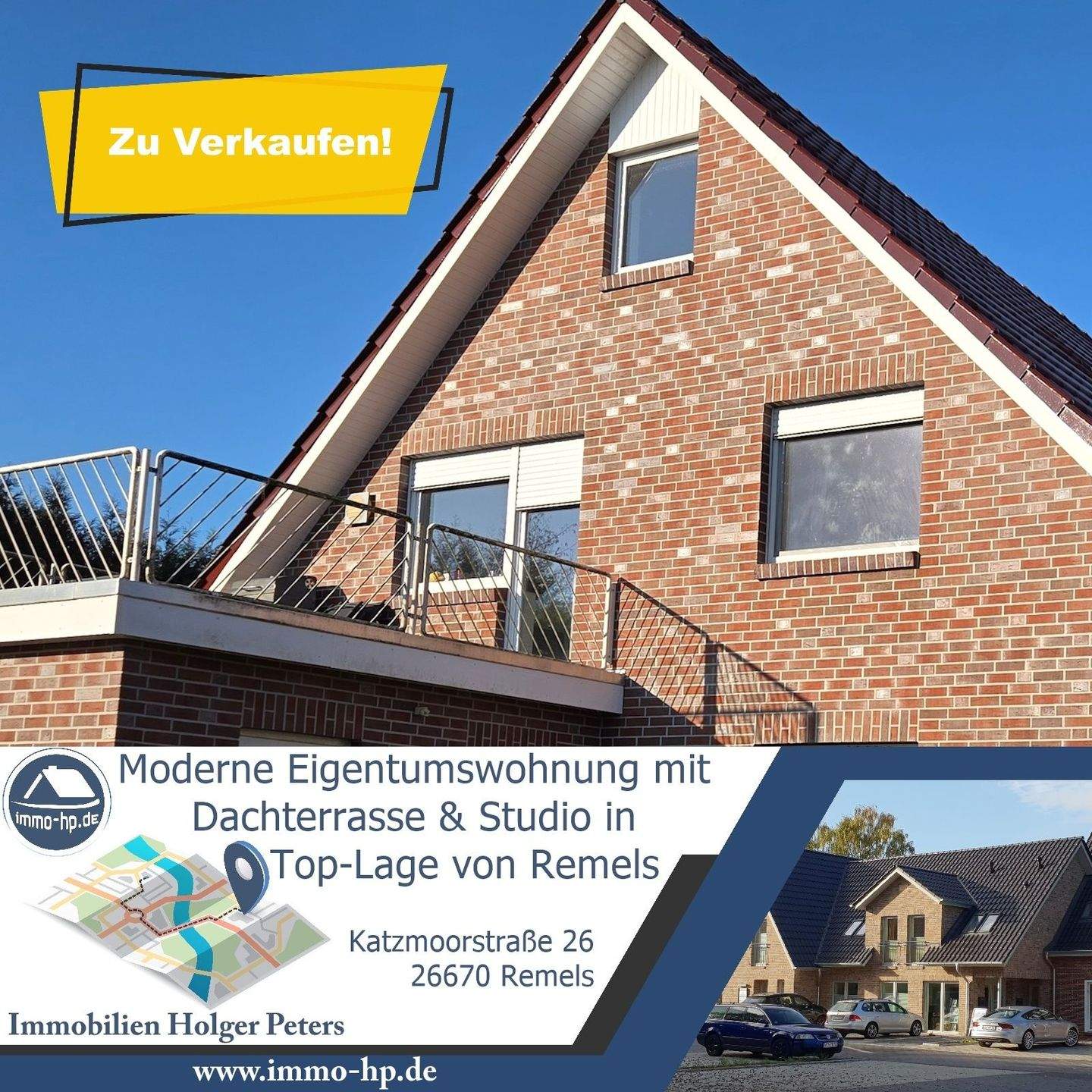 Immobilie in Uplengen - Moderne Eigentumswohnung mit Dachterrasse & Studio in Top-Lage von Remels - Bild 0