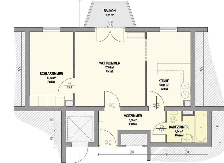 Wohnung zum Kauf 180.000 € 2 Zimmer 47,8 m² Wien 1100