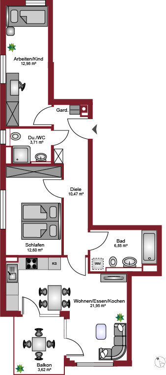 Wohnung zum Kauf provisionsfrei 689.500 € 3 Zimmer 72,2 m²<br/>Wohnfläche Trudering - Riem München 81929