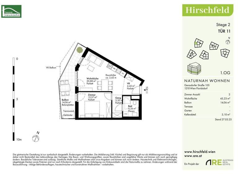 Wohnung zum Kauf - Erstbezug provisionsfrei 250.600 € 2 Zimmer 45,2 m² 1. Geschoss Gerasdorfer Straße 105 Wien 1210
