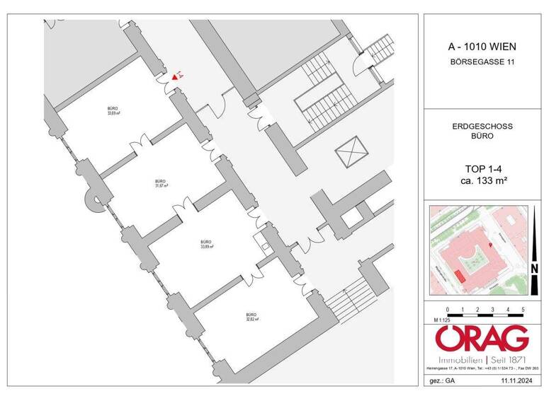 Bürofläche zur Miete 19,90 € 133 m² Bürofläche Wien 1010