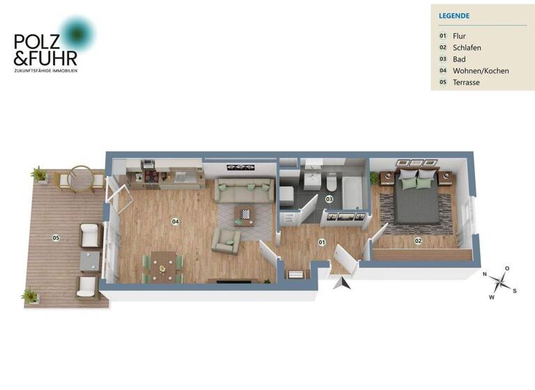 Wohnung zum Kauf 429.900 € 2 Zimmer 60,5 m² EG Gallus Frankfurt am Main / Gallusviertel 60326