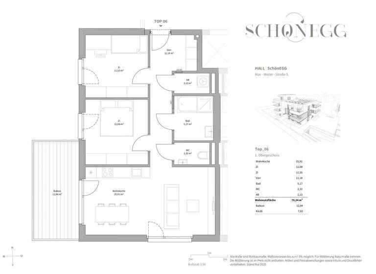 Wohnung zum Kauf - Erstbezug 566.300 € 3 Zimmer 70,3 m² 1. Geschoss Hall in Tirol 6060