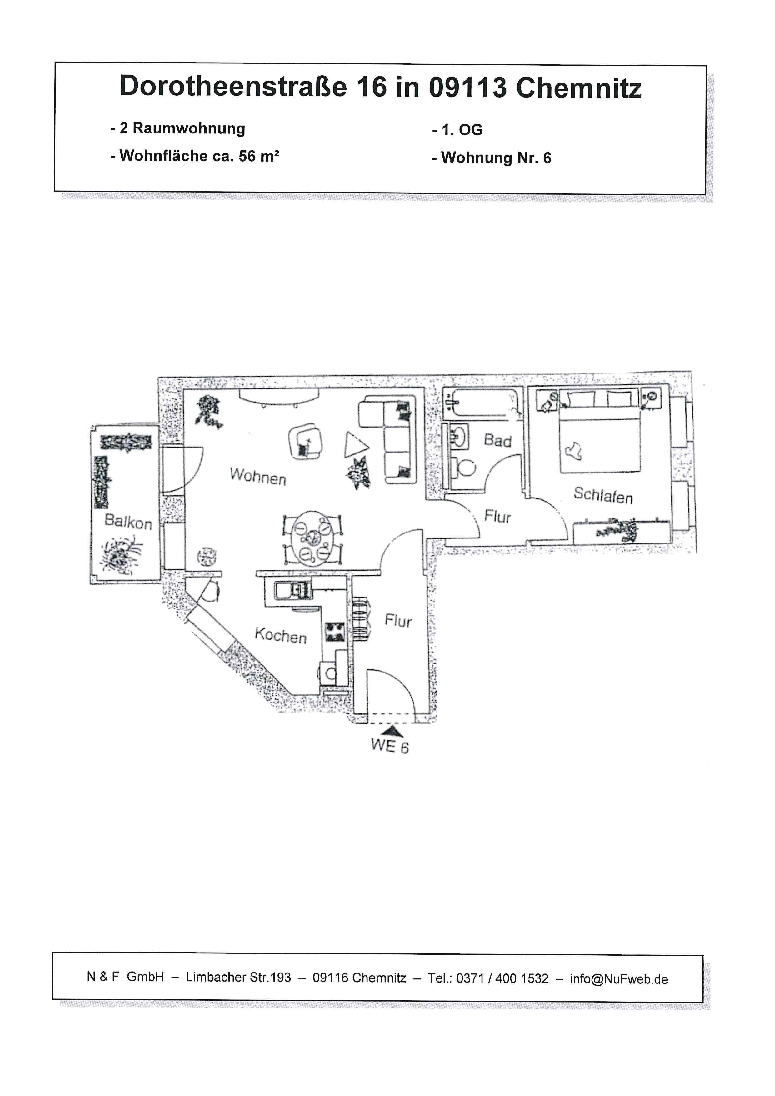 Wohnung zur Miete 308 € 2 Zimmer 56 m²<br/>Wohnfläche 01.01.2025<br/>Verfügbarkeit Dorotheenstraße 16 Schloßchemnitz 024 Chemnitz 09113