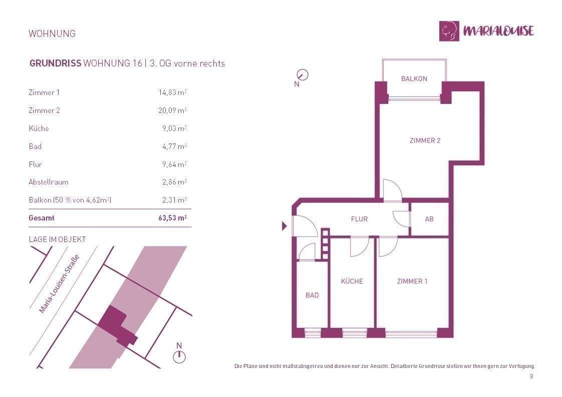 Wohnung zum Kauf provisionsfrei 565.000 € 2 Zimmer 63,5 m²<br/>Wohnfläche 3.<br/>Geschoss ab sofort<br/>Verfügbarkeit Maria-Louisen-Straße 106 Winterhude Hamburg 22301