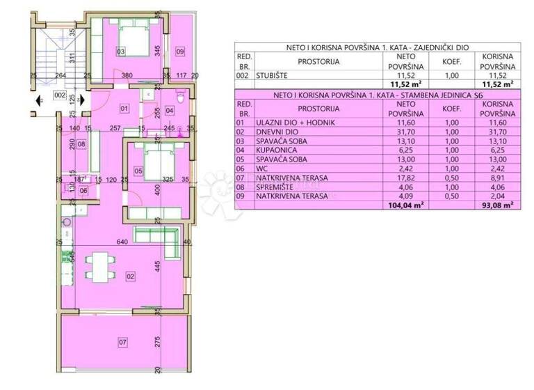 Wohnung zum Kauf 372.320 € 3 Zimmer 104 m² 1. Geschoss Tribunj