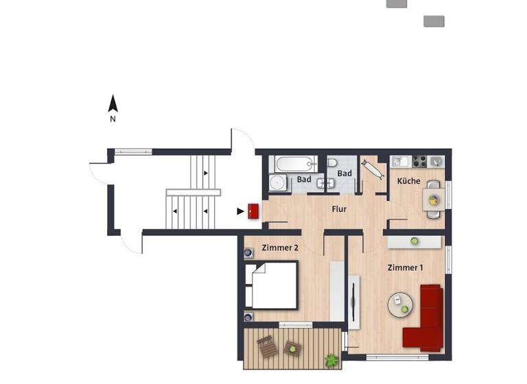 Wohnung zur Miete 428 € 2 Zimmer 54,8 m² 2. Geschoss frei ab sofort Lutonstr. 1 Detmerode Wolfsburg 38444