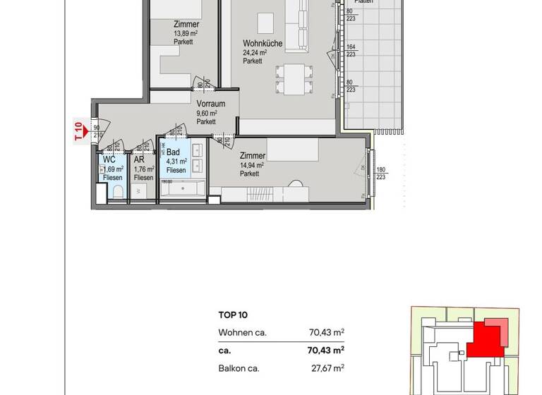 Wohnung zum Kauf - Erstbezug provisionsfrei 648.000 € 3 Zimmer 70,4 m² 1. Geschoss Wien 1140