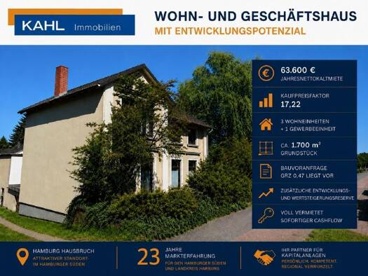 Gewerbeobjekt zum Kauf als Kapitalanlage geeignet 1.098.500 € 500 m² 1.700 m² Grundstück Hausbruch Harburg 21075