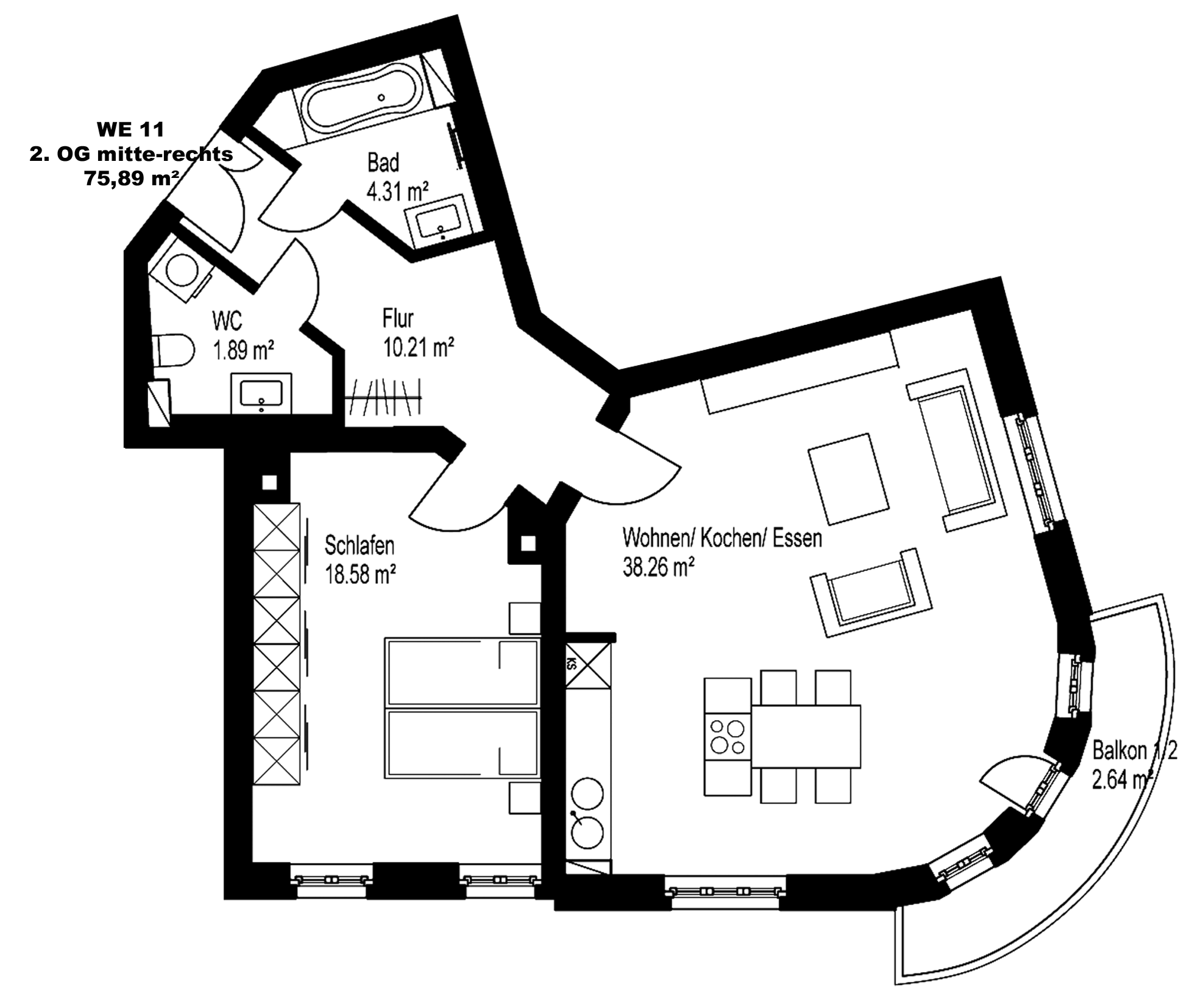 Wohnung zur Miete 759 € 2 Zimmer 75,9 m²<br/>Wohnfläche 2.<br/>Geschoss 01.01.2025<br/>Verfügbarkeit Lützowstraße 38 Gohlis - Mitte Leipzig 04157