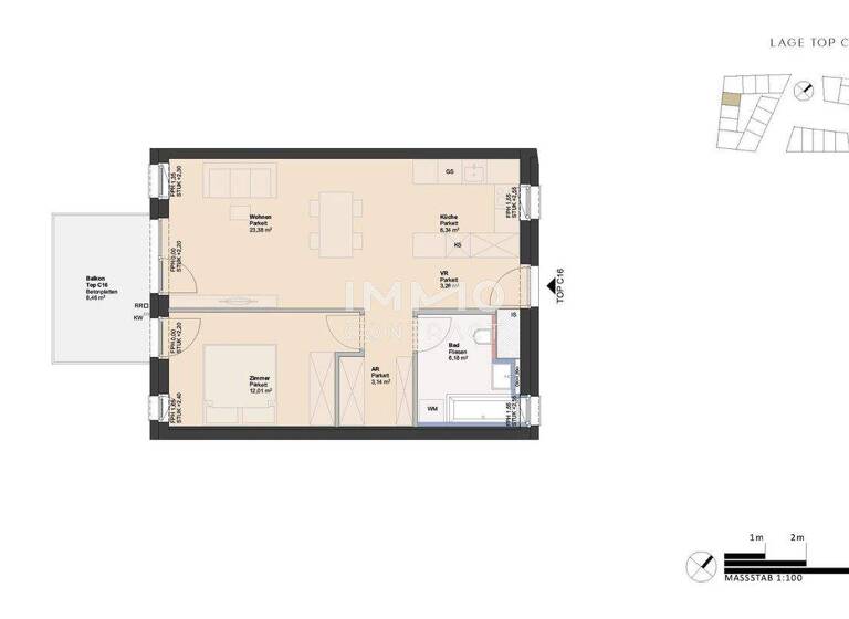 Wohnung zum Kauf - Erstbezug 209.535 € 2 Zimmer 54,3 m² Ufer Linz 4030