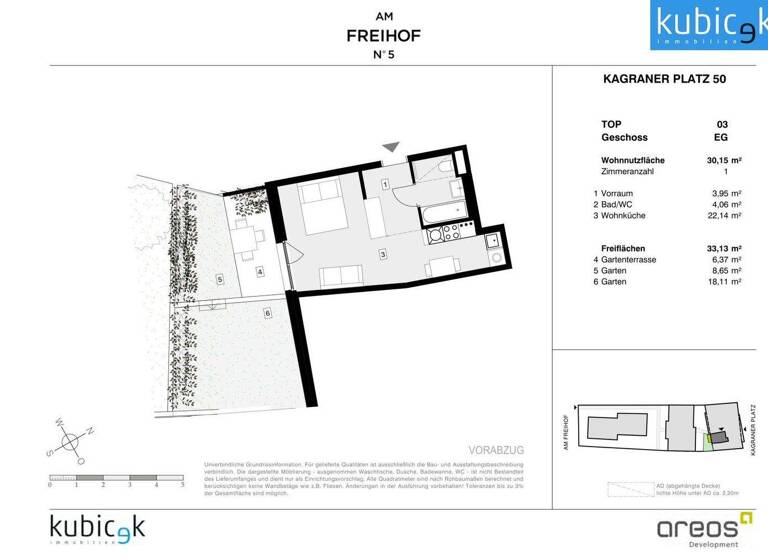 Studio zum Kauf - Erstbezug 210.064 € 1 Zimmer 30,2 m² EG Am Freihof 5 Wien 1220