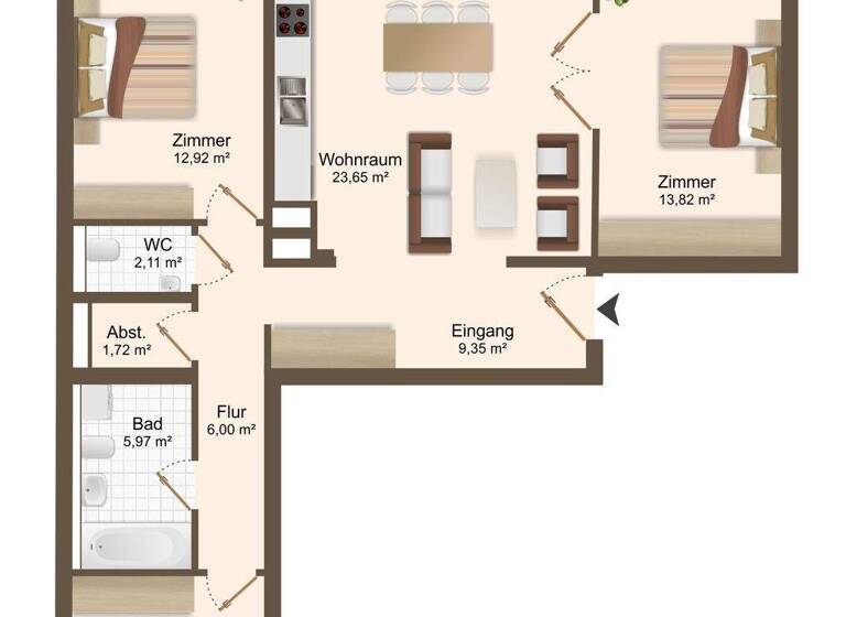 Terrassenwohnung zur Miete - Erstbezug 1.150 € 3,5 Zimmer 96,7 m² EG frei ab sofort Eisenbahnstraße 131b Volkmarsdorf Leipzig 04315