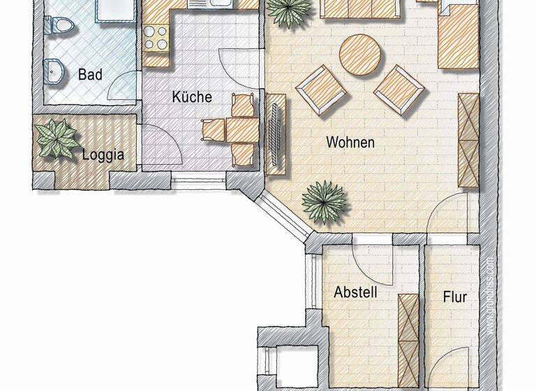 Wohnung zur Miete 529 € 2 Zimmer 53 m² 4. Geschoss Mittelstraße 48 Werder Magdeburg 39114