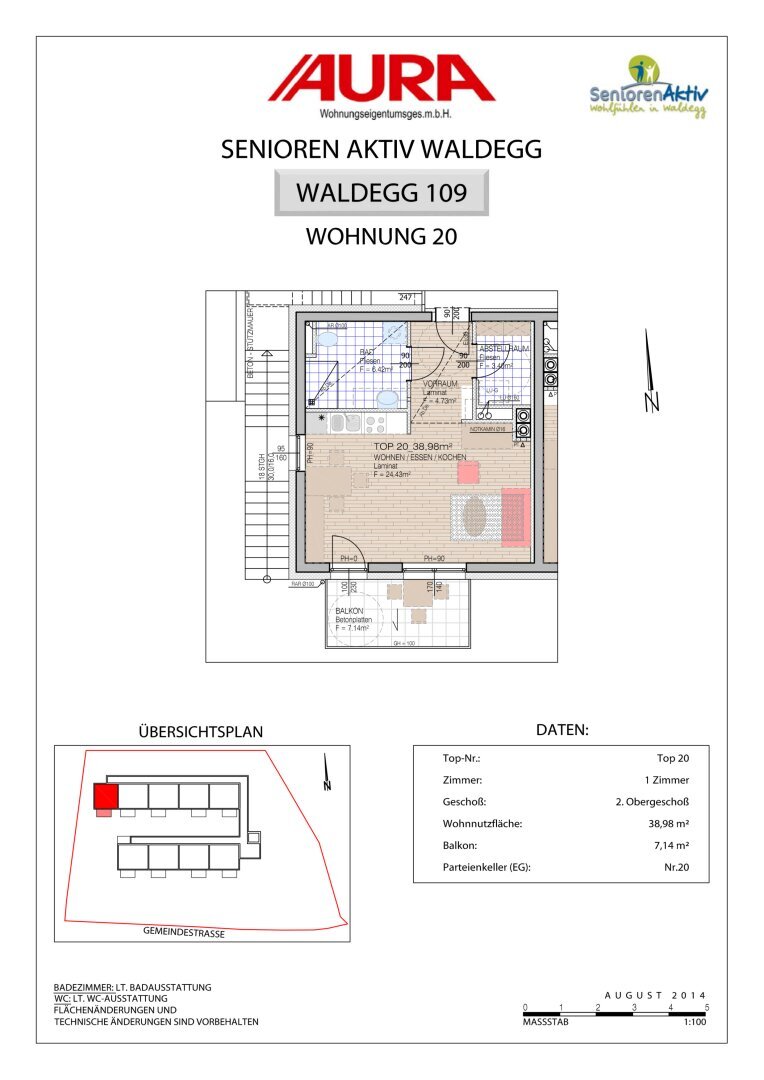 Wohnung zur Miete 593 € 2 Zimmer 50,1 m²<br/>Wohnfläche 3.<br/>Geschoss Waldegg 2754