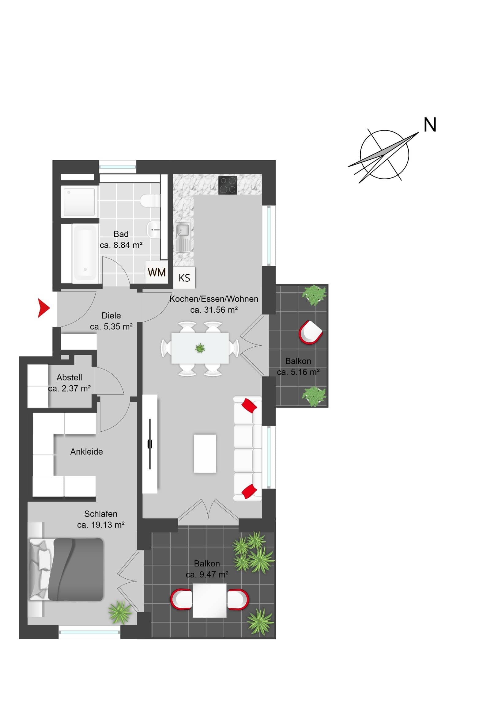 Wohnung zum Kauf provisionsfrei 708.000 € 2 Zimmer 74,6 m²<br/>Wohnfläche Waldtrudering München 81827