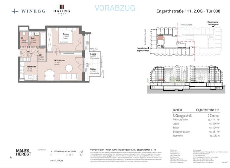 Wohnung zum Kauf - Erstbezug 302.100 € 2 Zimmer 47,4 m² 2. Geschoss Traisengasse 20-22 Wien 1200