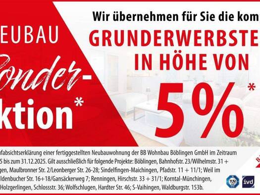 Wohnung zum Kauf - Neubau provisionsfrei 615.000 € 4 Zimmer 107 m² Weil im Schönbuch 71093