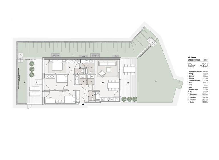 Wohnung zur Miete - Erstbezug 3.500 € 4 Zimmer 106,8 m² EG Wien,Döbling 1190