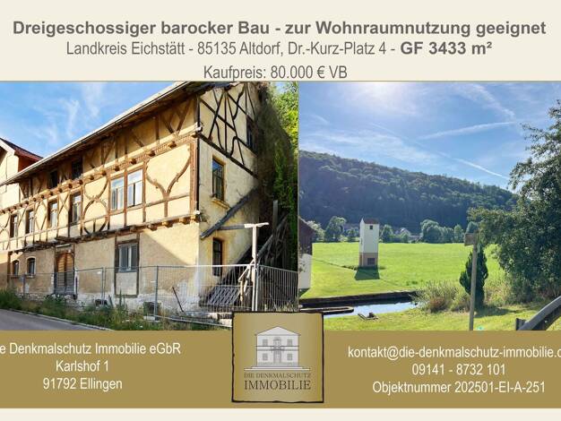 Haus zum Kauf 80.000 € 13 Zimmer 530 m² 3.433 m² Grundstück Dr.-Kurz-Platz 4 Altdorf Titting 85135