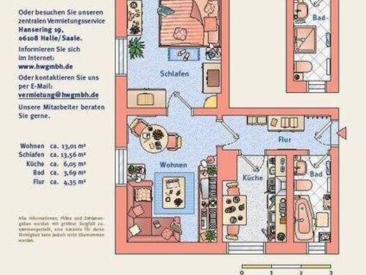Wohnung zur Miete 304 € 2 Zimmer 40,6 m² 3. Geschoss Merseburger Straße 251 Damaschkestraße Halle 06130